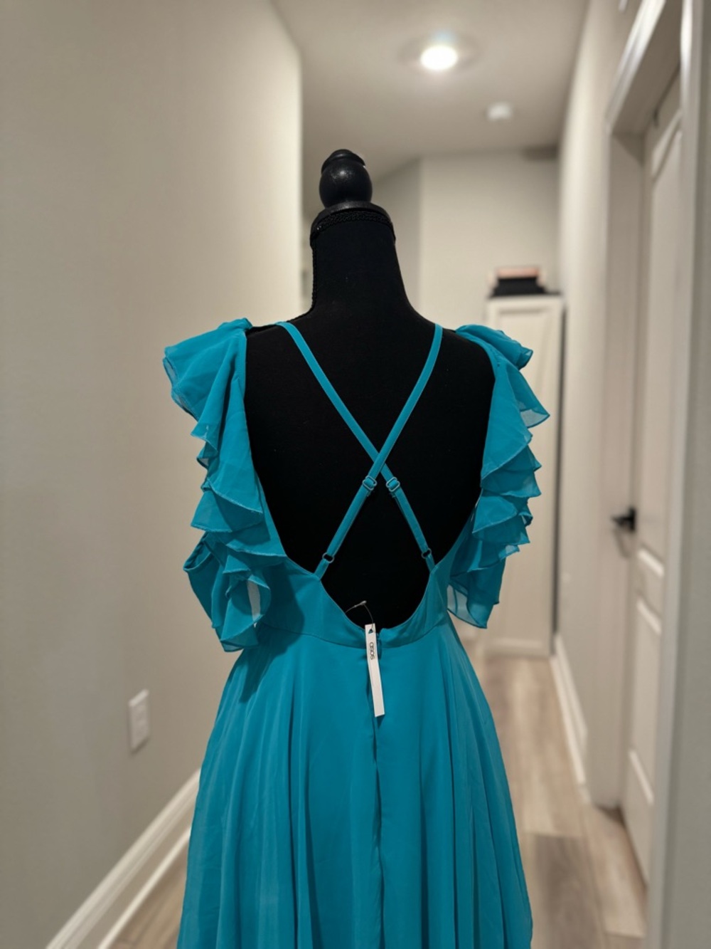 ASOS Teal Ruffle Sleeve High-Low Dress - Picture 10 of 11